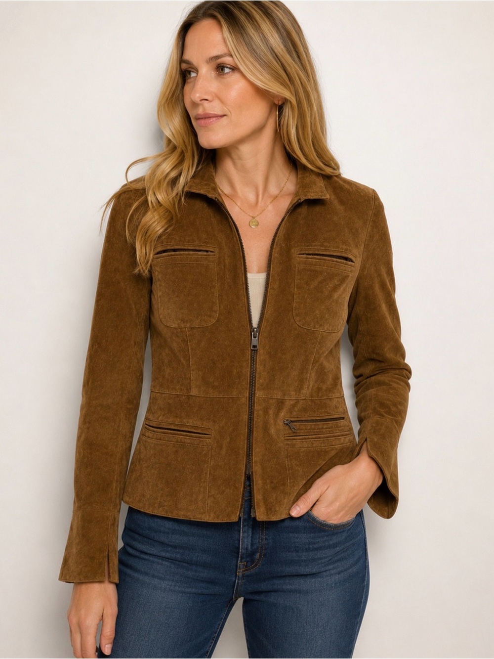 Anonymous by John Carlisle Brown 100% Leather Zip Jacket Size S EUC